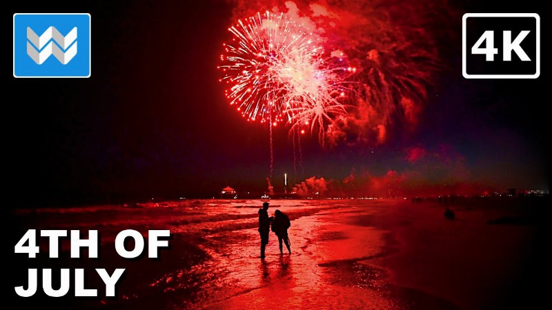 image 0 [4k] 🎆 4th Of July Fireworks At Huntington Beach Pier California 2022 Walking Tour 🎧 Binaural Asmr