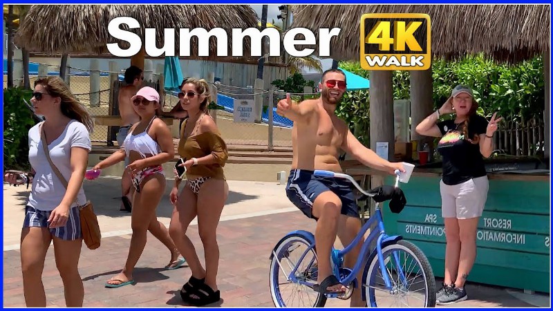 【4k】walk Along The Broadwalk In Hollywood Beach Florida Usa