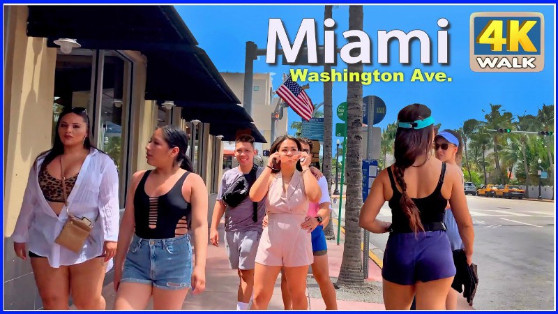 【4k】walk Washington Avenue Miami Beach Florida Usa 4k Video