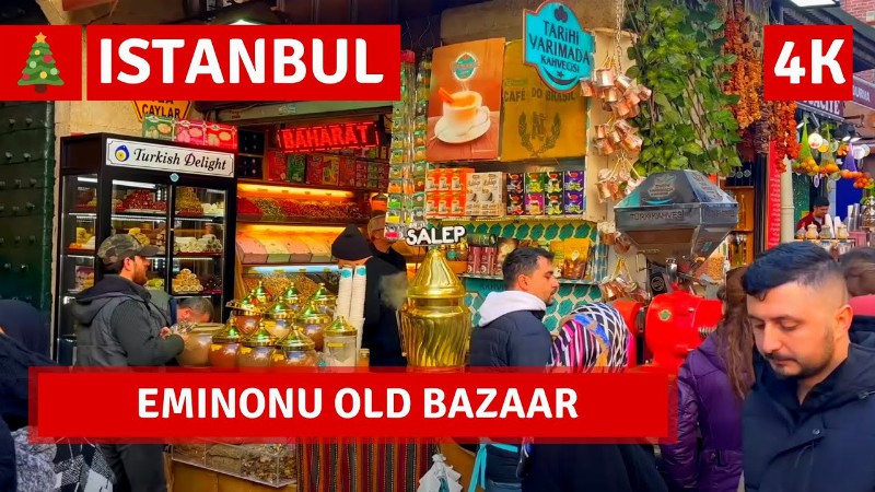 image 0 🎄 Eminonu Old Bazaar Istanbul 2022 27 December Walking Tour:4k Uhd 60fps