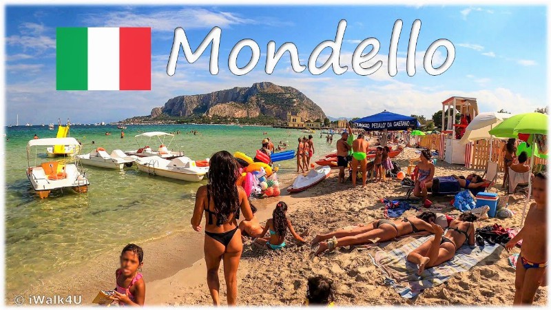 🇮🇹 Palermo Mondello Italy Sicily Beach Walk 4k 🏖 4k Beach Walking Tour ☀️  🇮🇹 (sunny Day)