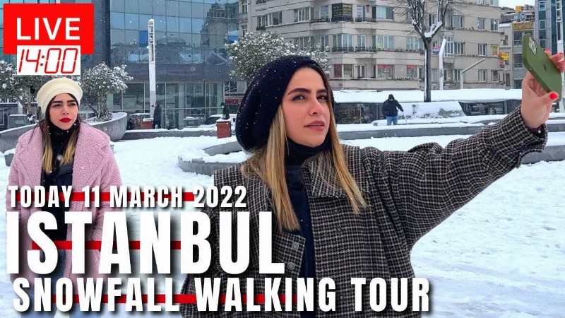 image 0 Today 11 March Istanbul Snowfall 2022 Istiklal Street Taksim Square Walking Tour:4k Uhd 60fps