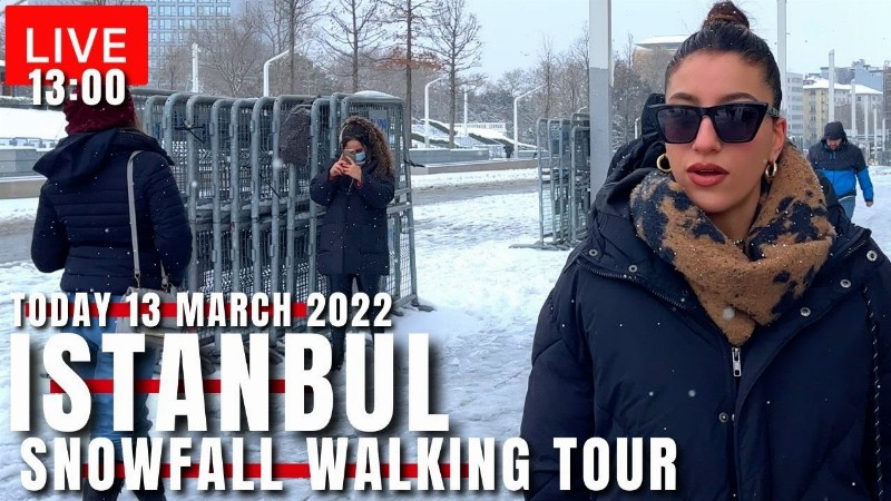 image 0 Today 13 March Istanbul Snowfall 2022 Eminonu Walking Tour:4k Uhd 60fps