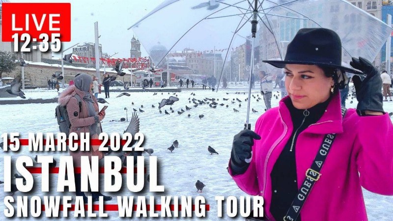 image 0 Today 15 March Istanbul Snowfall 2022 Nisantasi Walking Tour:4k Uhd 60fps