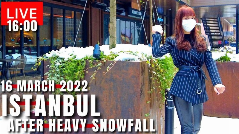 Today 16 March Istanbul After Snowfall 2022 Galataport-karakoy Walking Tour:4k Uhd 60fps